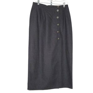 Vtg Harve Benard Wool Straight Wrap Midi Skirt 12 Smokey Gray